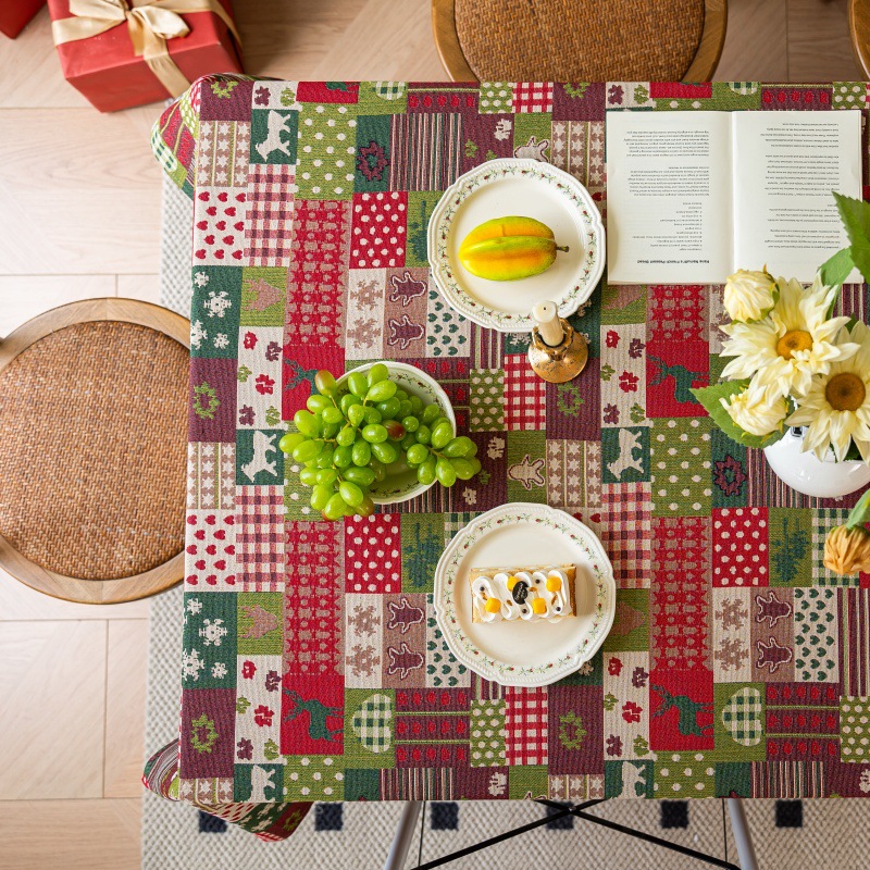 乐轩秀红色新年圣诞节桌布提花加厚轻奢高级氛围感长方形餐桌台布详情24