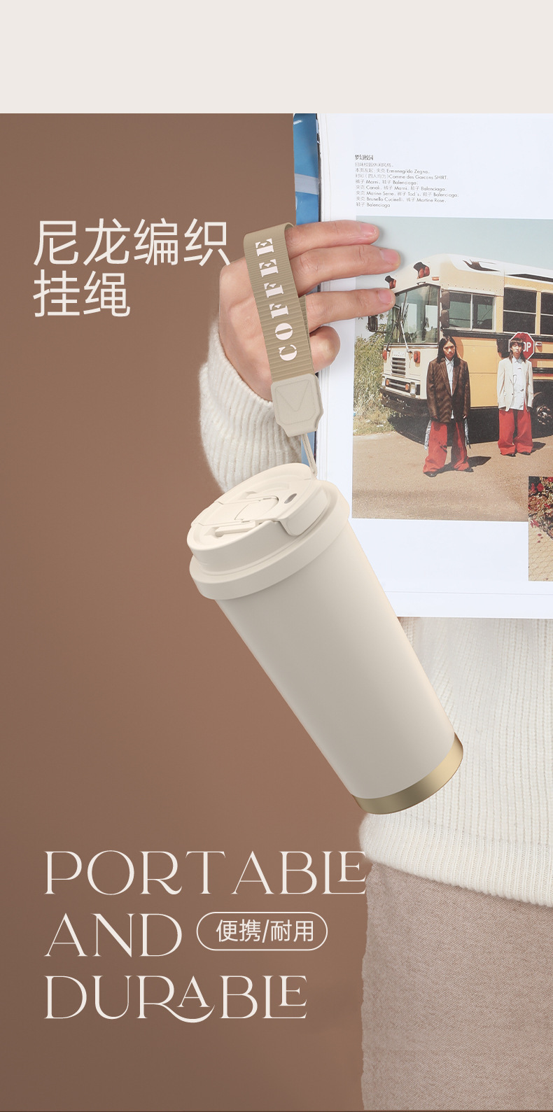 The new Lily of the Bell high appearance level insulated cup, seamless inner liner, double-drinking coffee cup, 316 stainless steel ceramic inner liner, water cup pic 21
