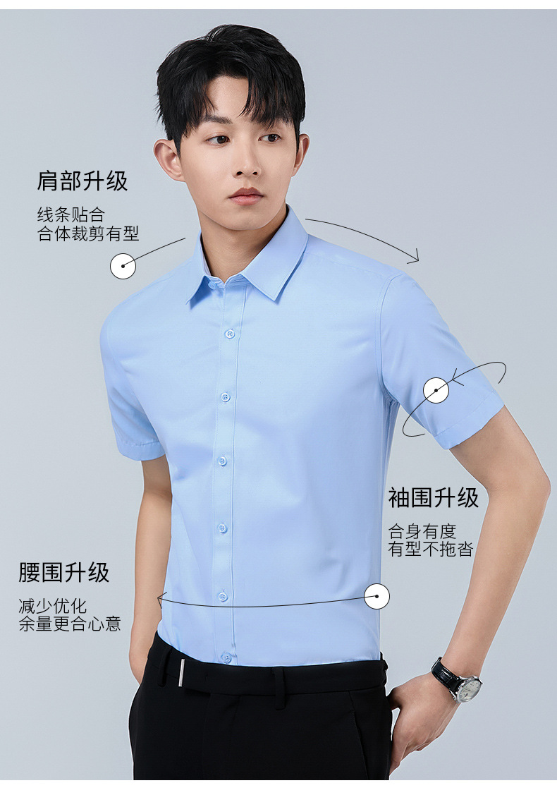 Modal short-sleeved shirt for men, summer stretch wrinkle-free business casual top, new summer commuter shirt pic 3