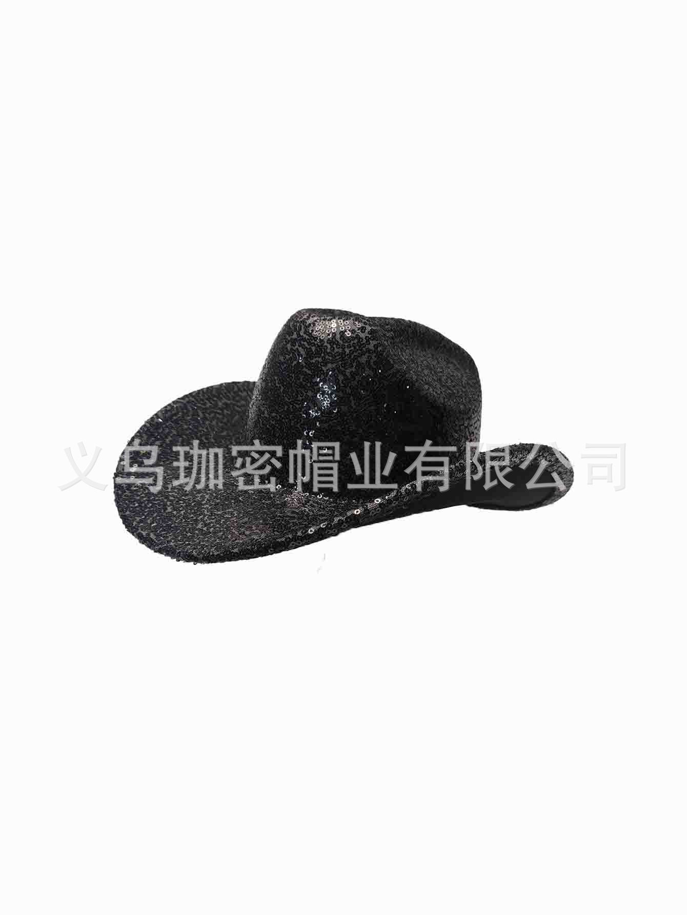 Transfronterizo nuevo estilo fiesta fiesta baile show sombrero de vaquero sombrero de festival de comercio exterior lana lentejuelas cool jazz sombrero pic 2