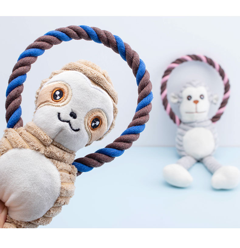 宠物毛绒玩具啃咬结绳猴子青蛙狗毛绒玩具狗狗发声洁齿狗棉绳批发详情11