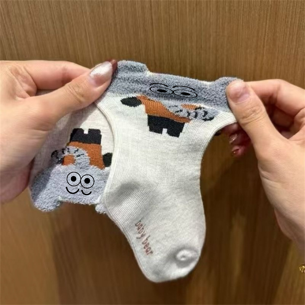 可爱无骨袜子男童中大童百搭男宝中筒袜秋冬儿童卡通动物a类中筒详情2