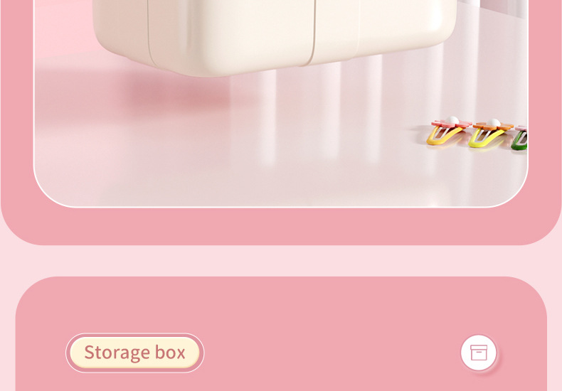 创意双层咕咔防尘收纳盒带盖儿童女孩可爱贴纸家用发饰发卡首饰盒详情9