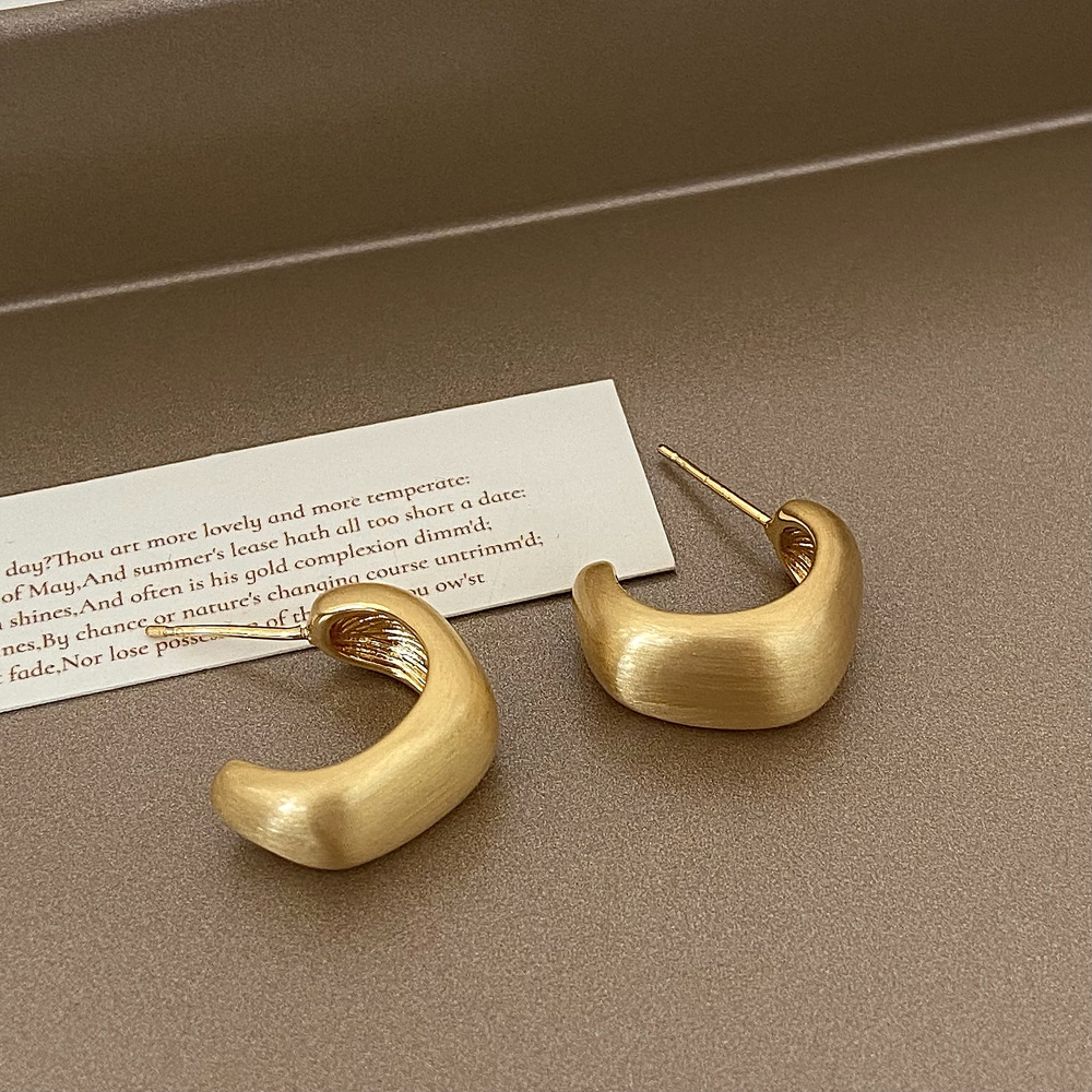 European and American fashion ins earrings, cold style brushed metal stud earrings, high-end retro individual ear buckles, simple earrings pic 11