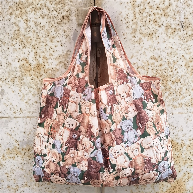 超大号卡通日本折叠环保购物袋防水尼龙买菜包收纳包米奇头手提袋详情17