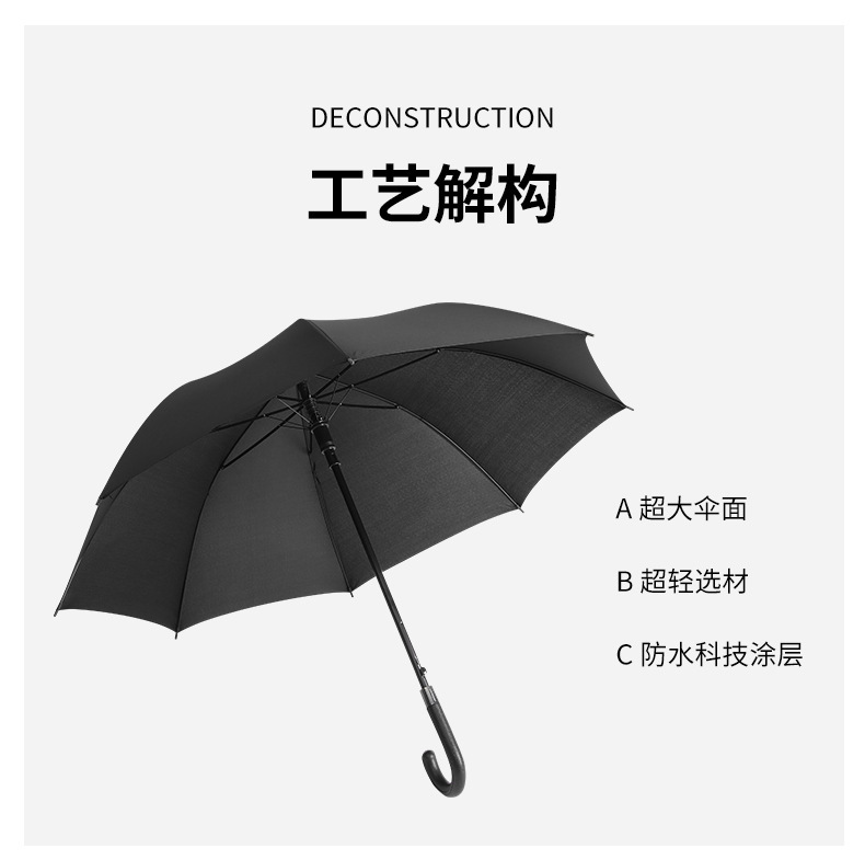 23-inch automatic long-handled umbrella, curved handle gift, straight pole umbrella, 24-bone golf advertising umbrella, custom printed logo pic 4