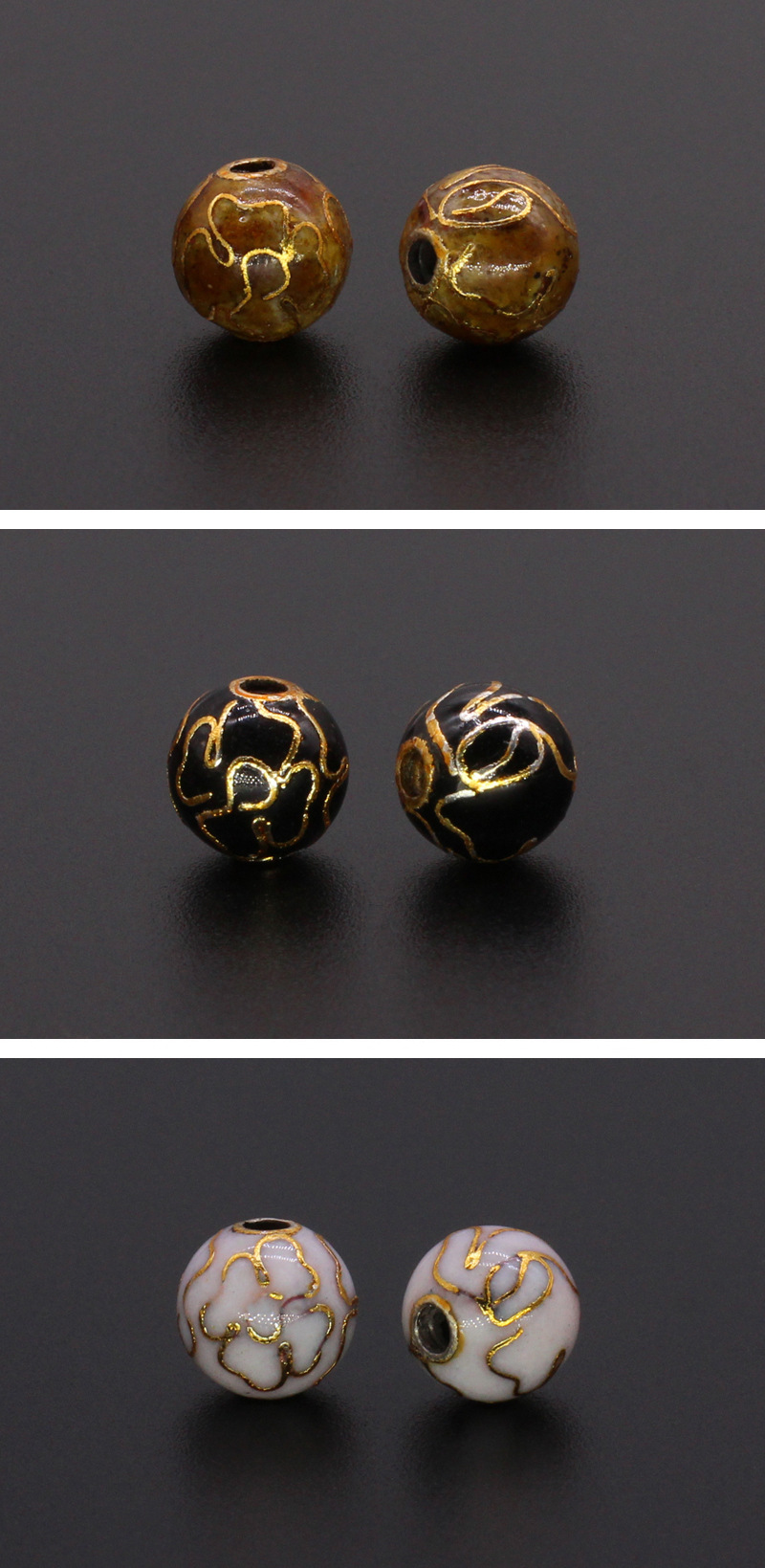 Traditional copper-based cloisonne enamel jewelry accessory beads, cloisonne multi-specification polished round beads pic 6