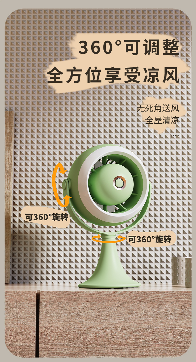 2024新款涡轮夜灯小风扇家用卧室落地桌面台式大风力户外露营详情12