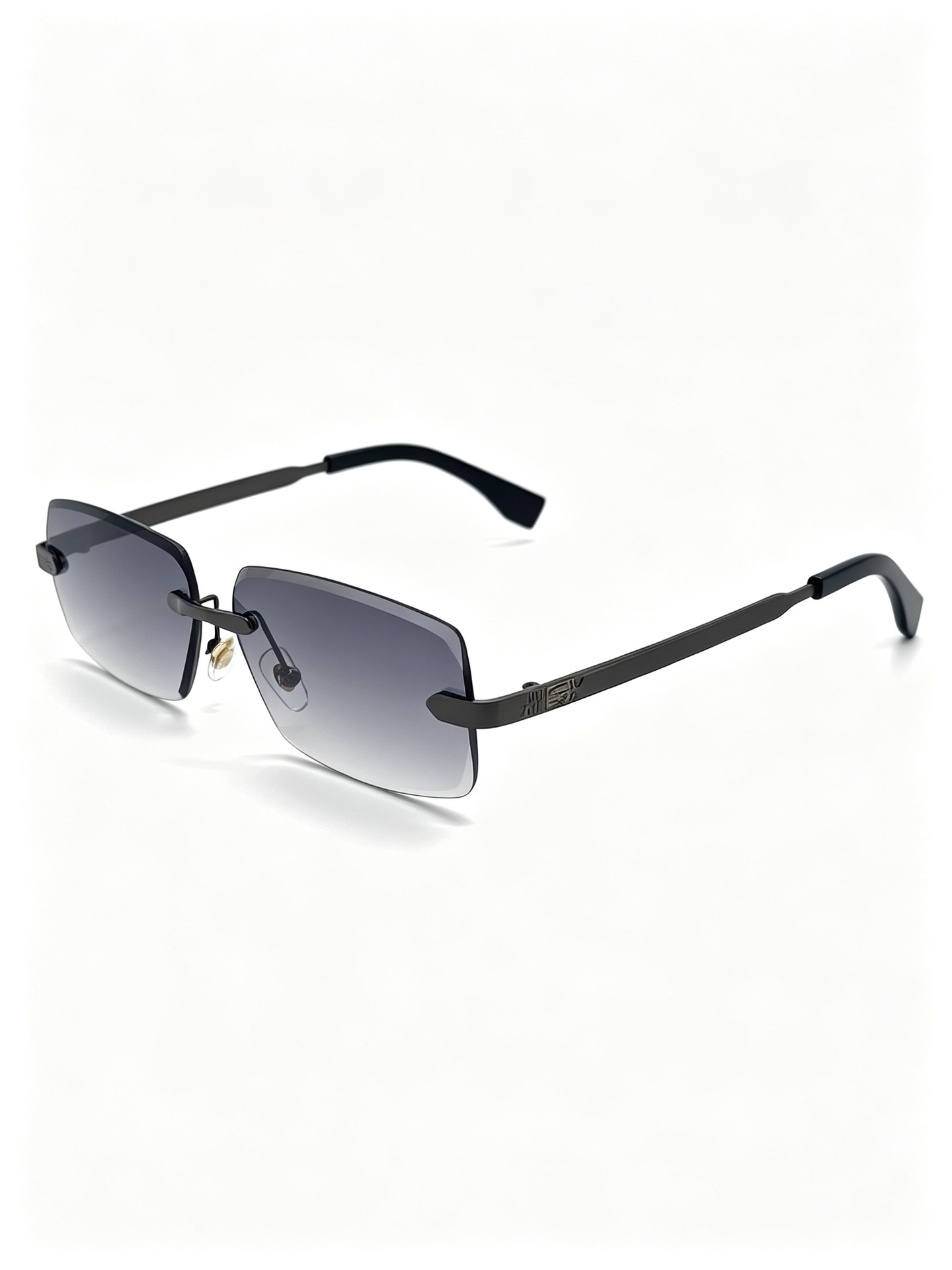 New frameless trimmed sunglasses with metal engraved temple, high-definition gradient UV protection, suitable for both men and women pic 8