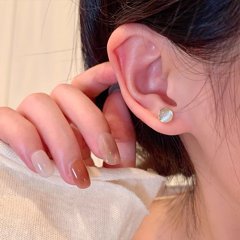 银针养耳洞猫眼石耳钉六件套睡觉免摘耳骨钉设计感小众耳饰配饰女详情15