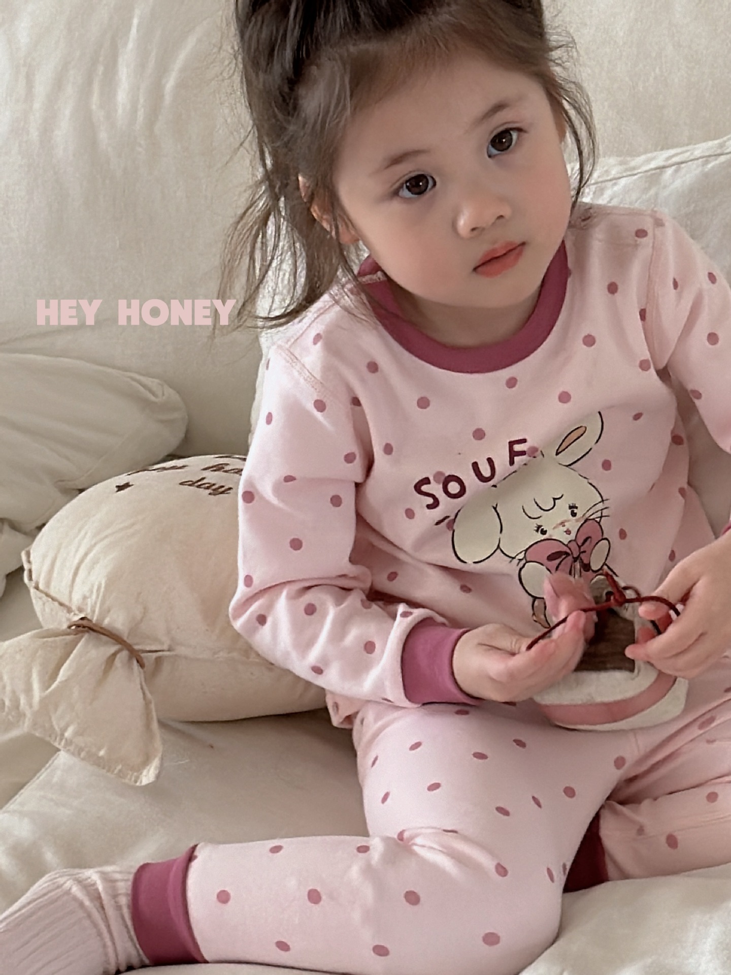 大小卷 Hey honey男女童舒绒秋衣秋裤内衣套装居家服儿童家睡衣详情5