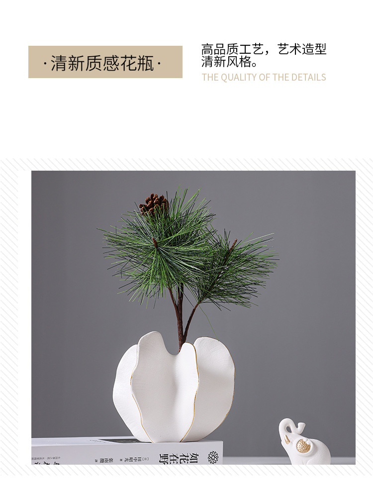2026 New European-style flower arrangement vase, creative and simple ceramic flower vase, living room dining table, dried and fresh flowers, hydroponic decoration, home decoration, vase, ceramic decoration, ceramic vase handicraft, ceramic vase pic 7