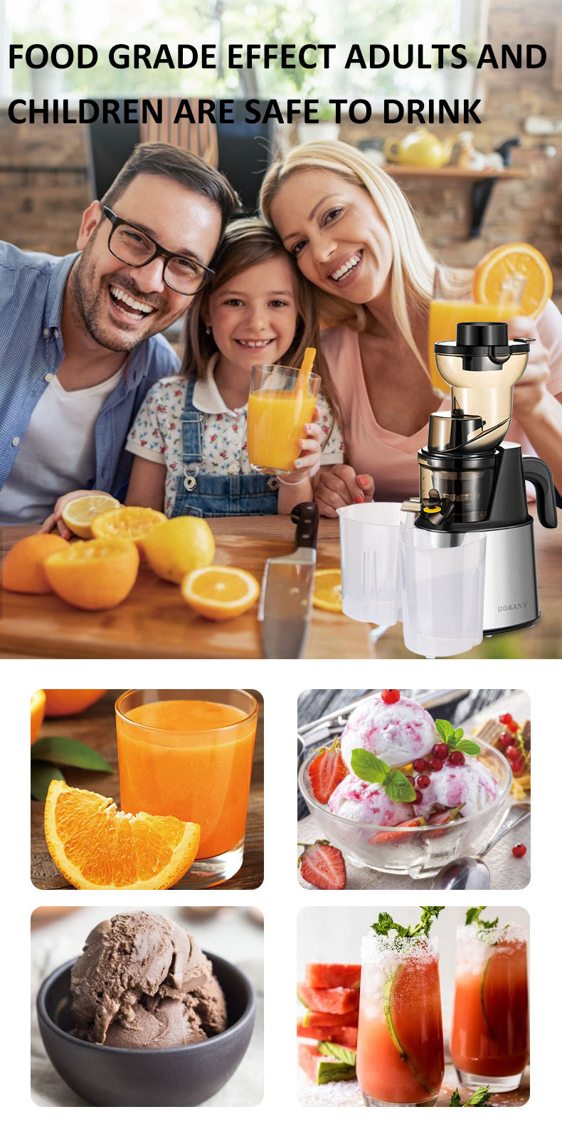 Cross-border SOKANY01010 JUICER, slow juicer, juice separation, Lock nutrition Juicer pic 6