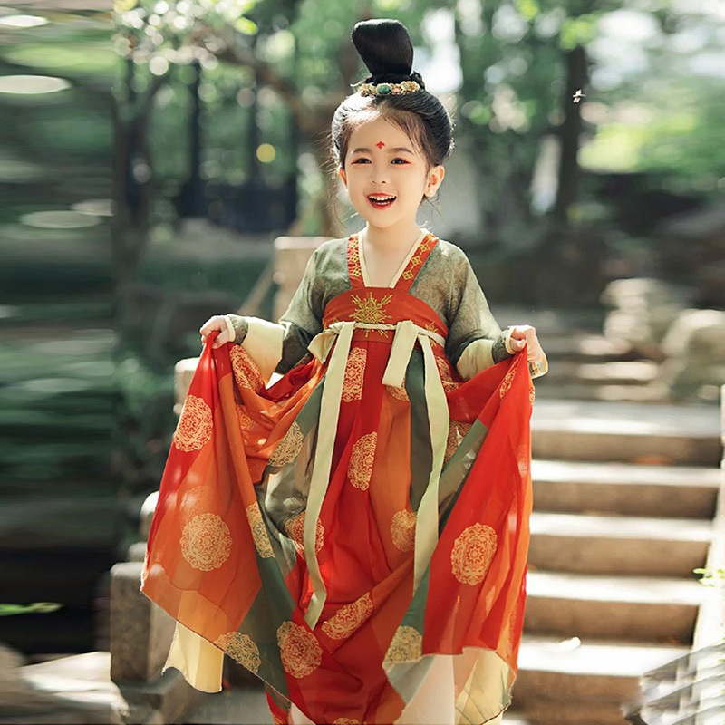 汉服女童儿童古装中国风超仙唐装古风公主女孩春秋连衣裙2023新款详情2