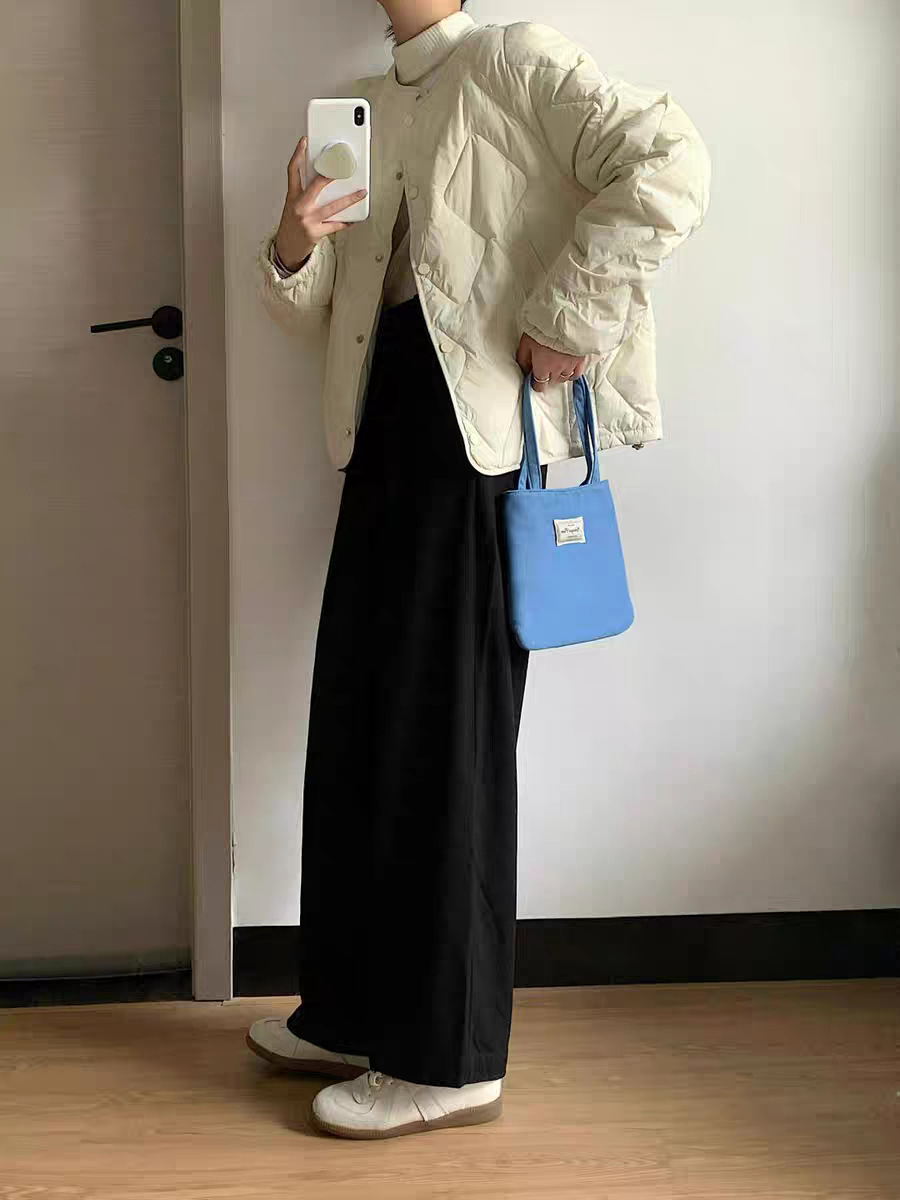 2025秋冬短款菱格圆无领轻薄羽绒服女士内胆白色鸭绒时尚休闲外套详情4