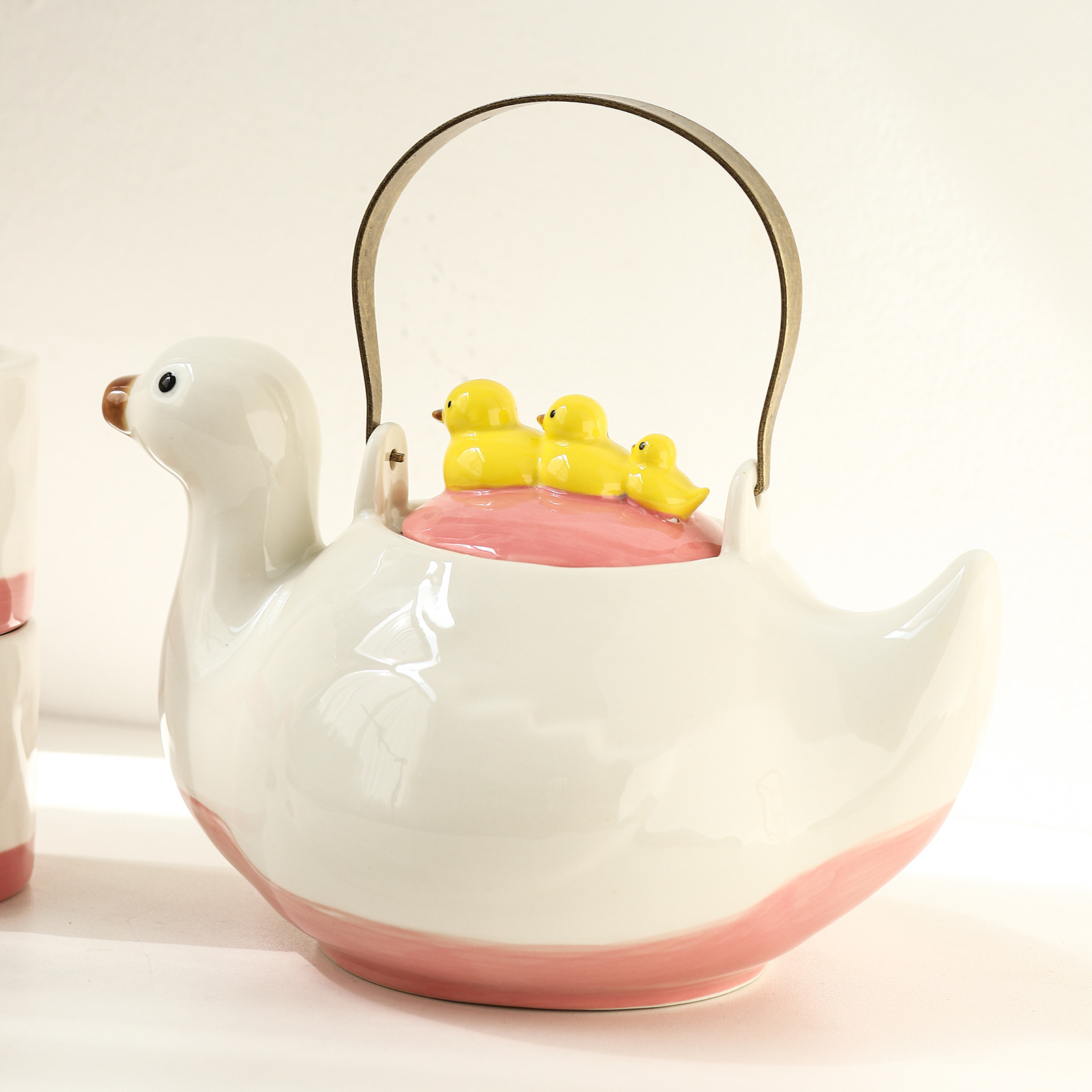 High-quality household teapots and cups, cartoon cute water bottle sets, creative duck ceramic water sets pic 8