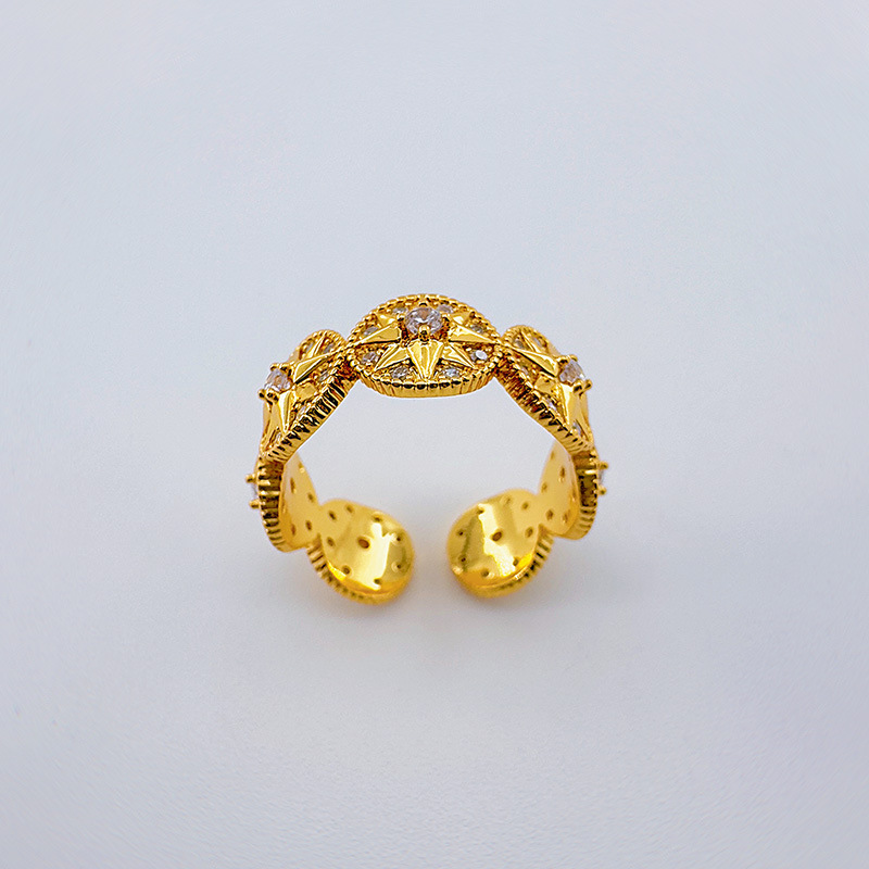 铜镀真金欧美轻奢气质微镶锆石八芒星戒指小众设计时尚高级感戒指详情13