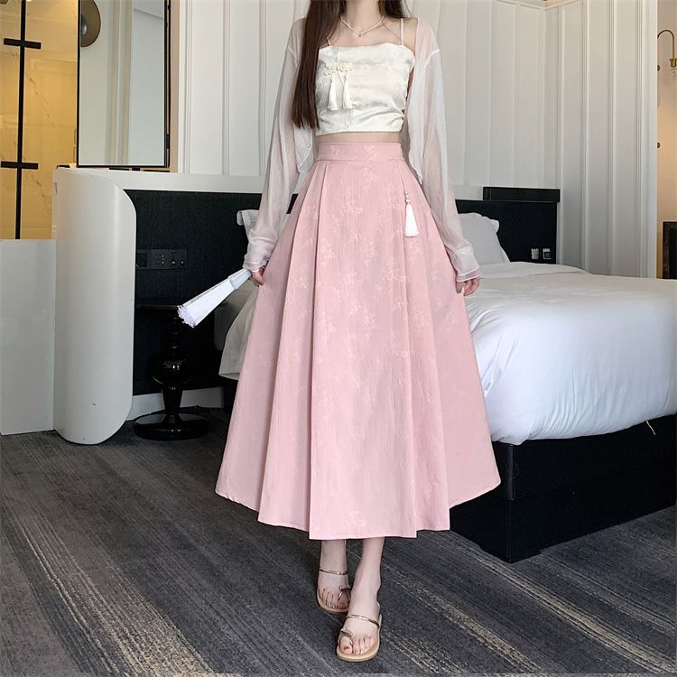 New Chinese-style jacquard skirt 2024, improved horse face skirt, high-waisted, slimming and elegant, pleated A-line skirt, Chinese trend pic 23