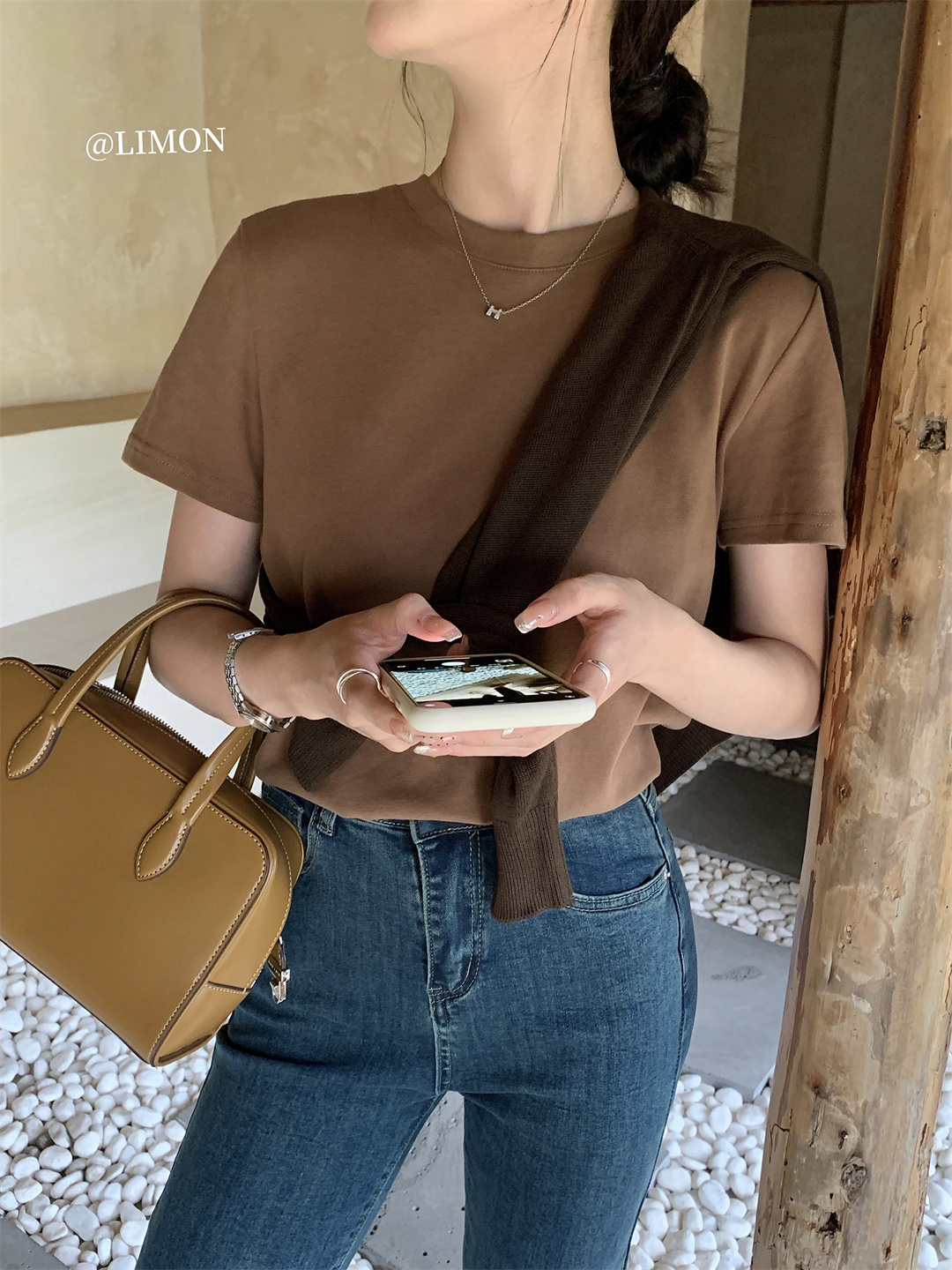 THE LEMON柠檬绿茶正肩磨毛短袖t恤女2024秋季新款百搭上衣打底衫详情36