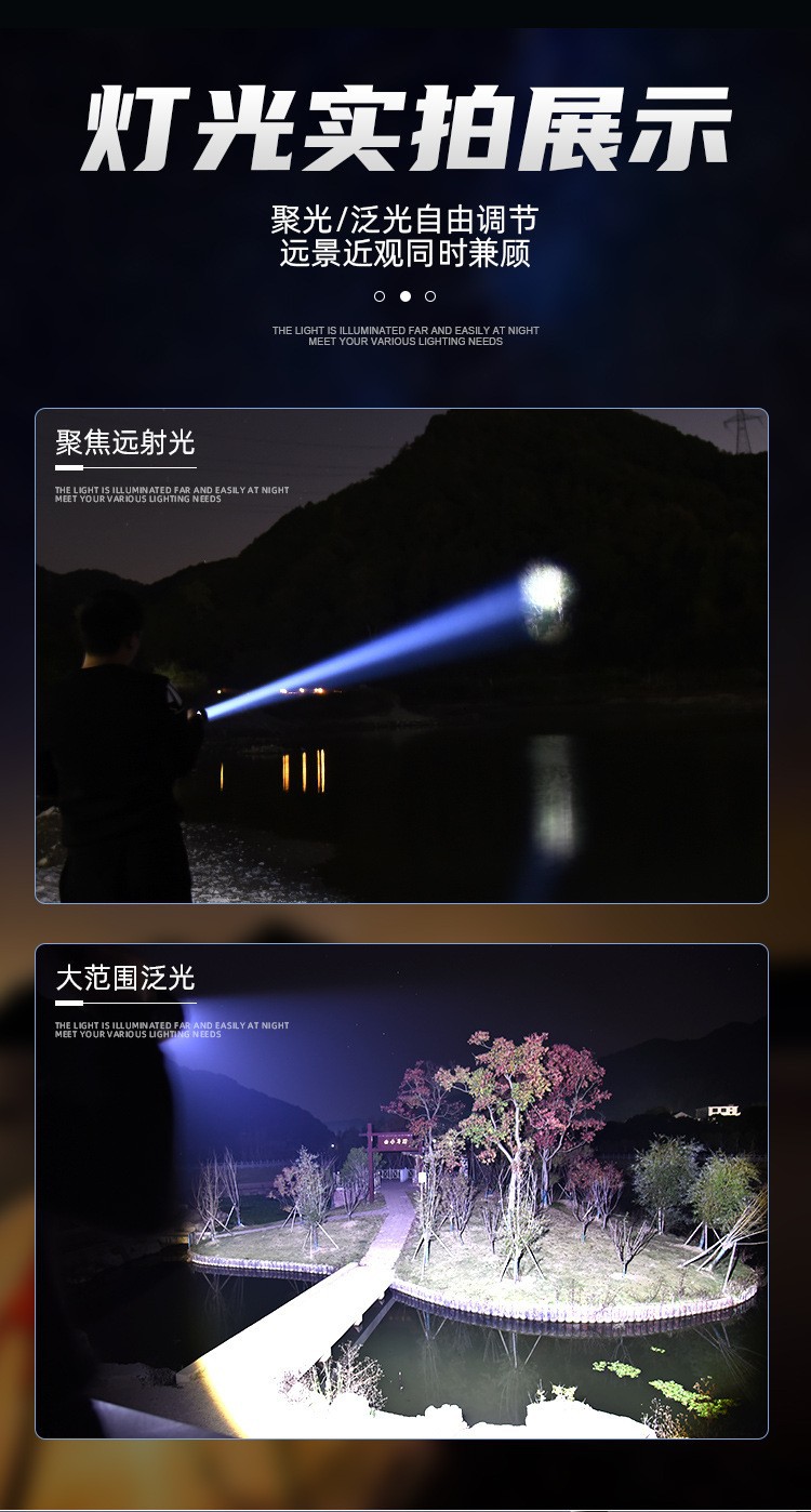 跨境新款白激光手电筒便携式露营长续航应急户外伸缩变焦塑料手电详情16