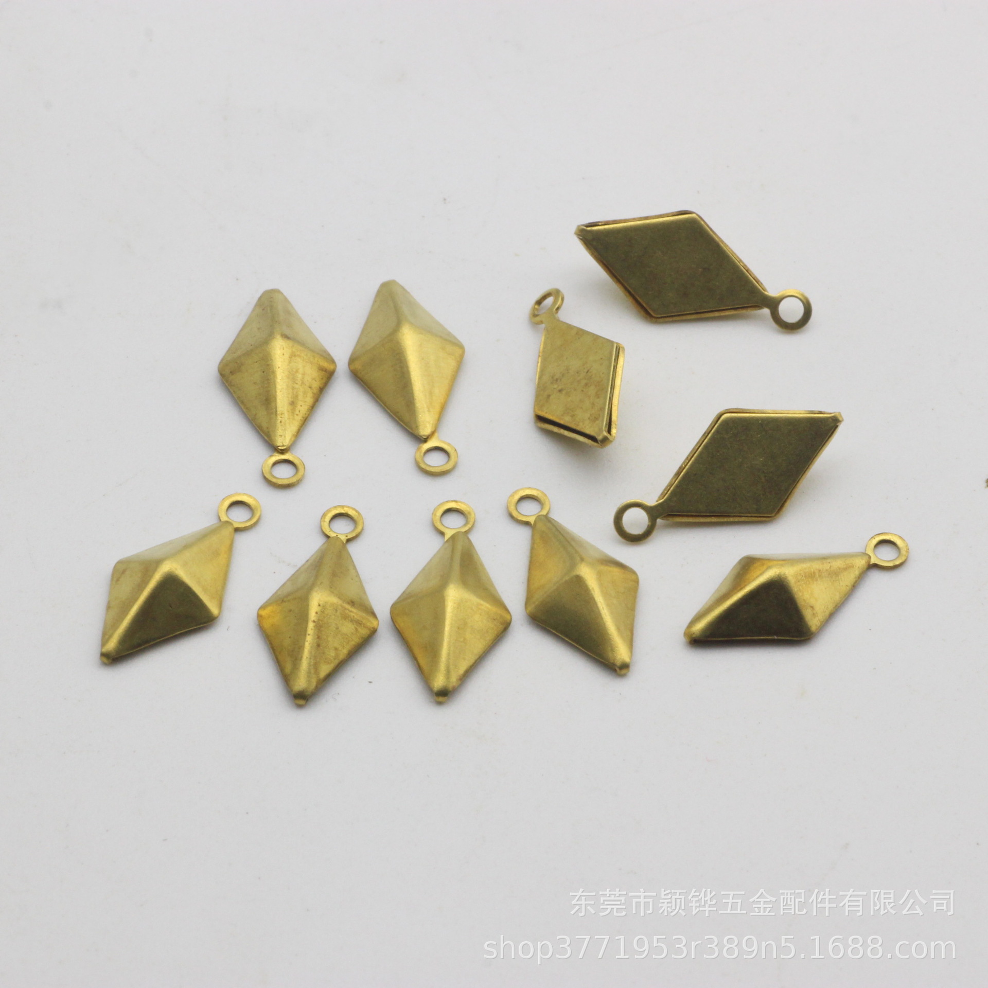 空心潮人耳饰黄铜菱形耳环耳钉配件diy手作材料菱形吊片挂件批发详情1