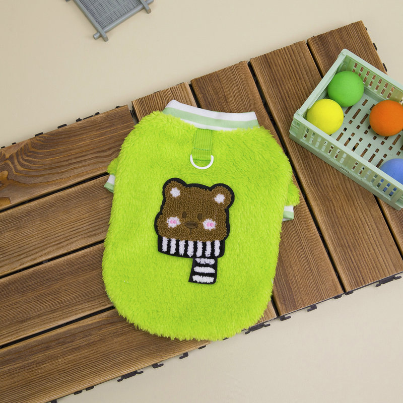 New cartoon printed pet clothing, fleece two-legged hoodie, autumn and winter pullover pet 25 scarf, bear fleece jacket pic 6