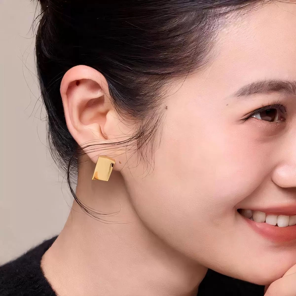 FANGY*法式小金砖耳钉时尚通勤高级感轻奢成熟风精致几何方形耳钉详情3