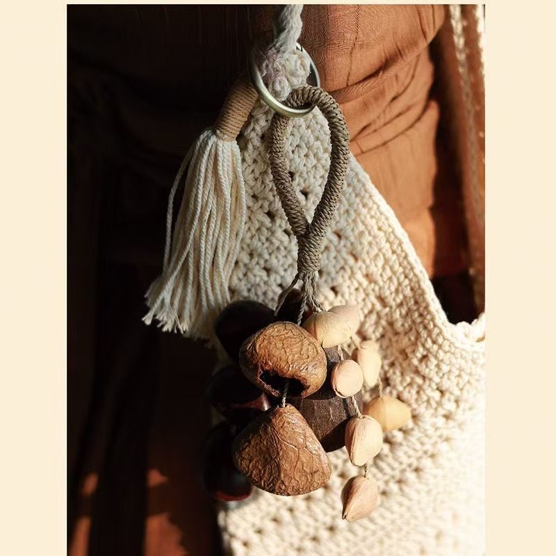 A complete set of diy materials for fruit shell wind chime pendants, handcrafted fruit mixed three-fruit hand-cranked bells pic 12