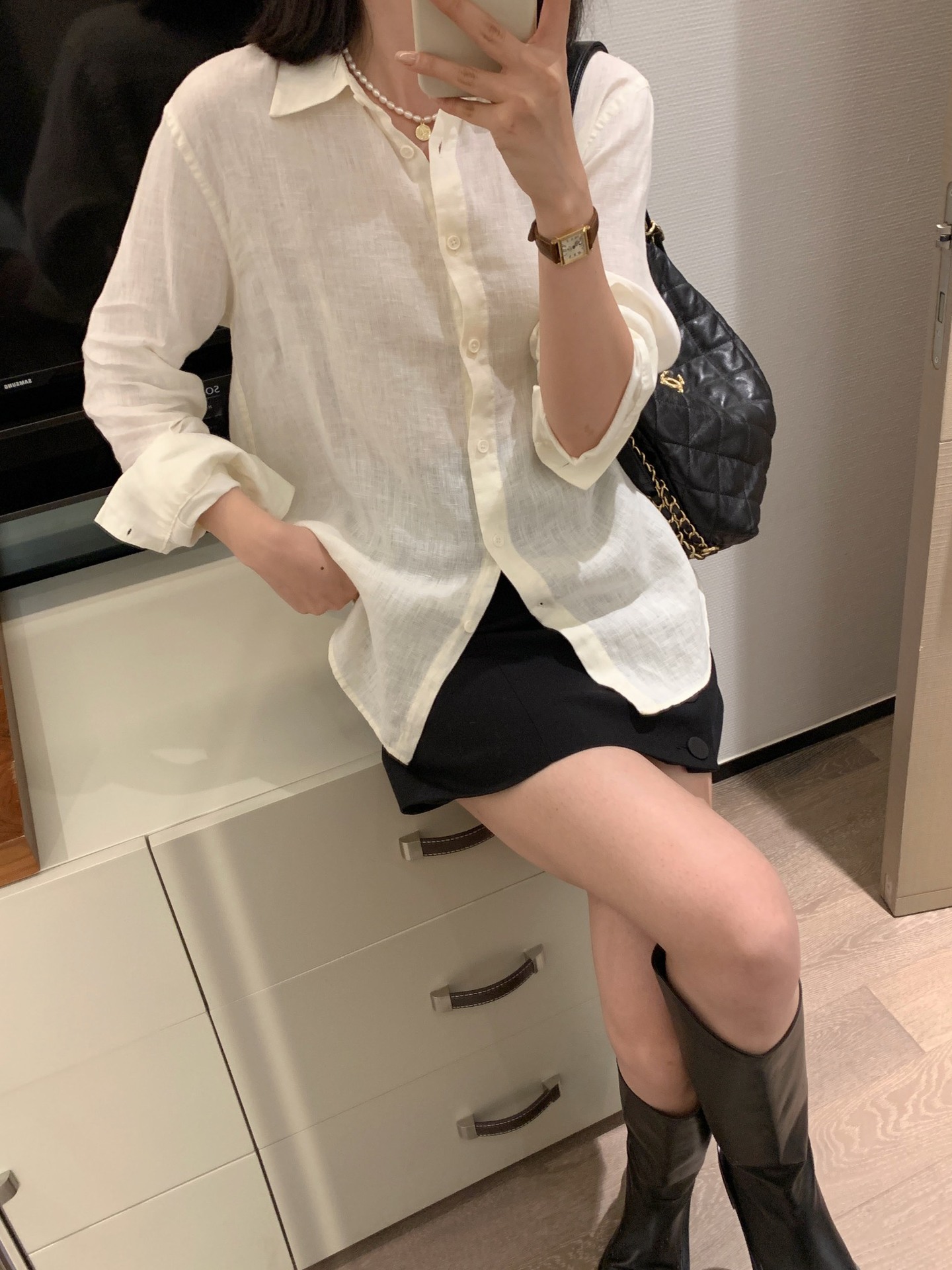 020810 春季新款女士刺绣亚麻平纹纯色简约宽松通勤舒适衬衣衬衫详情16