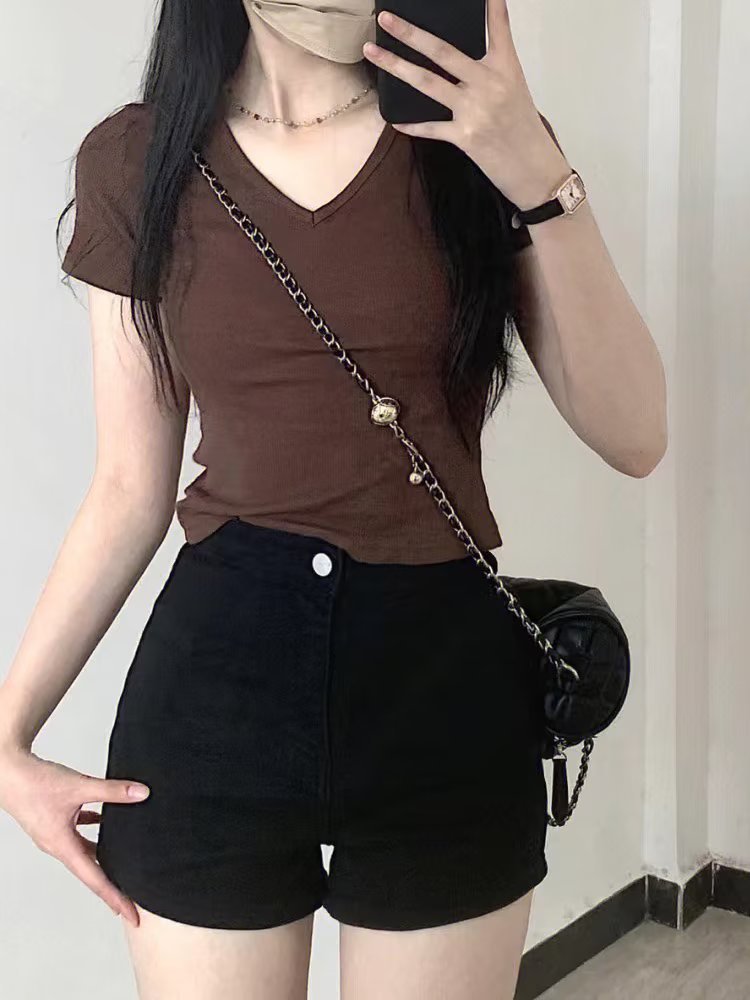 黑色紧身牛仔短裤女夏季高腰显瘦辣妹包臀热裤弹力外穿超短裤裤子详情3