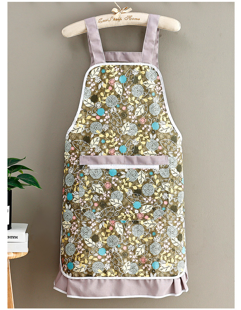 Home kitchen apron, stain-resistant and wear-resistant canvas, fresh and simple couple waists, restaurant work clothes, stain-resistant country style, sleeveless Korean style apron for women pic 9