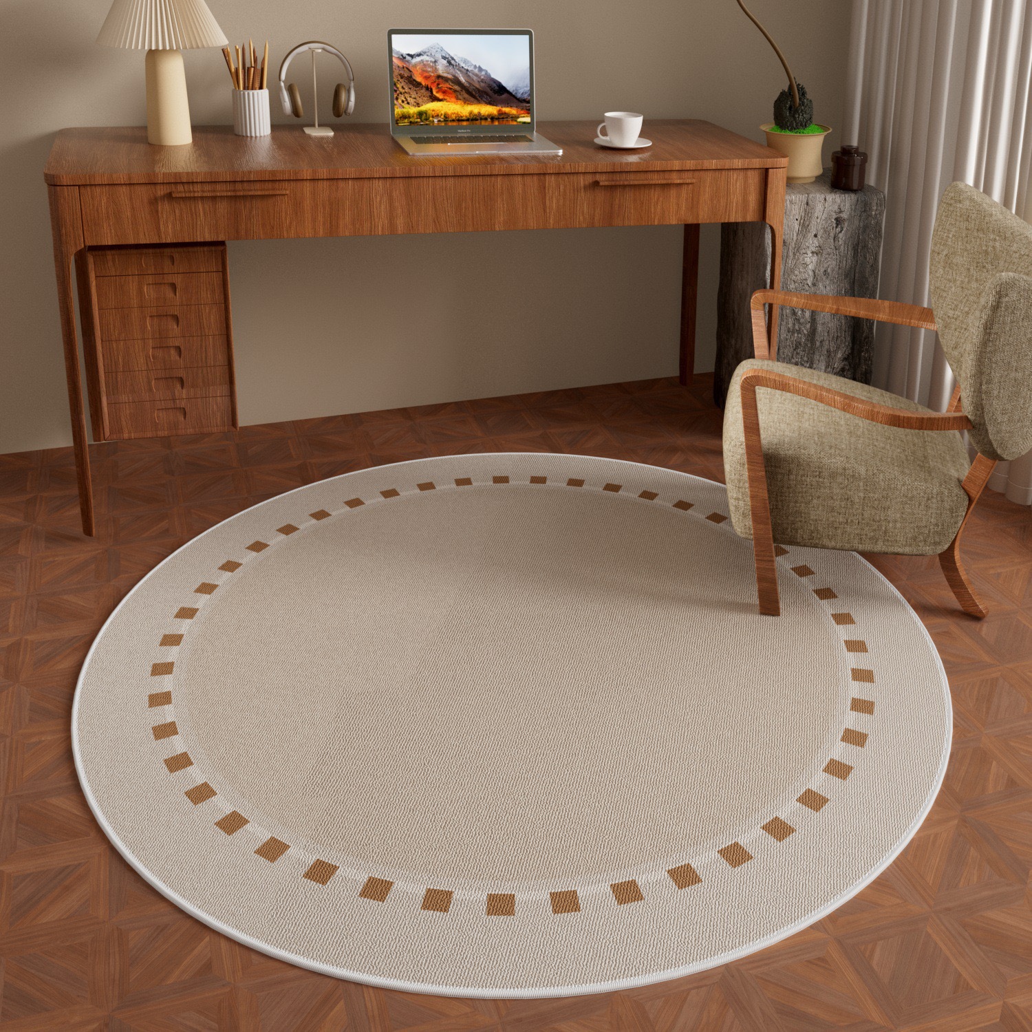 Retro round carpet, high-end feel, living room, bedroom, study, chair, wardrobe, dressing table, rocking chair, special floor mat, cross-border export, diatom mud absorbent floor mat, cartoon fun, bathroom, toilet, bathroom door, anti-slip and anti-drop, home use pic 18