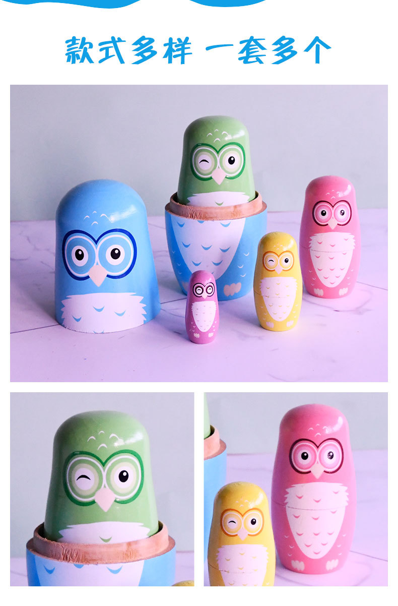 Russian Matryoshka five-layer long-necked cat Matryoshka holwood ground painted decorative items, painted wood handicrafts in stock pic 3