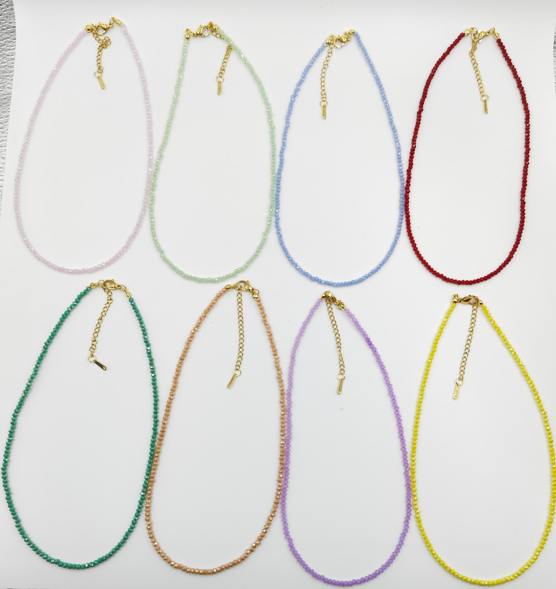 Korean-style exquisite and fashionable glass crystal necklace, versatile and elegant collarbone chain, light luxury necklace factory wholesale pic 1