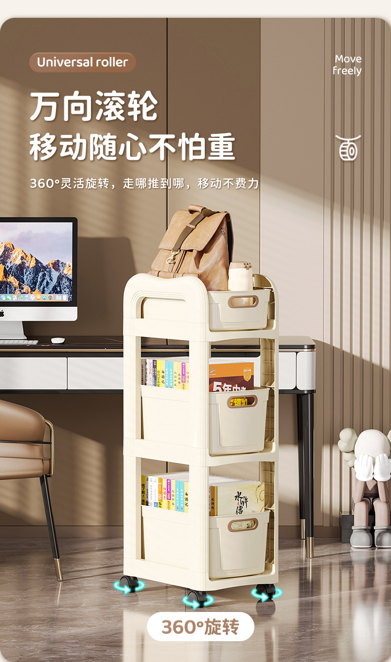 The schoolbag rack, drawer-type movable trolley, book storage rack under the table, multi-layer bookshelf and mobile rack save space pic 9