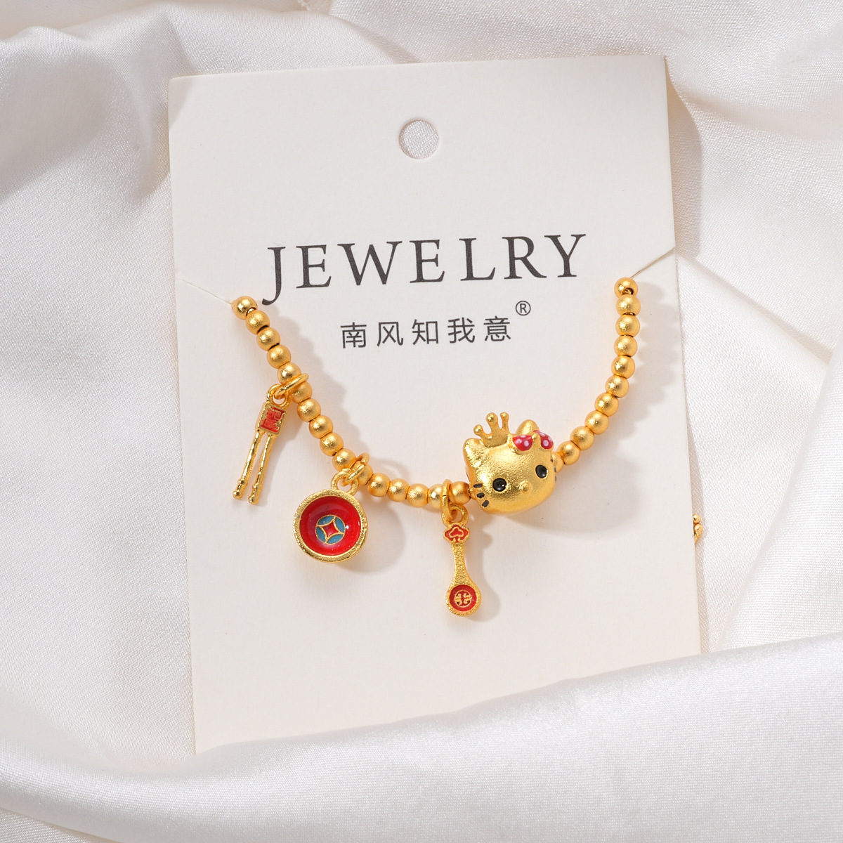 Ancient Vietnamese sand gold accessories, high color retention, beaded peach with zirconium pendant, bracelet, necklace, extension chain diy accessories pic 13