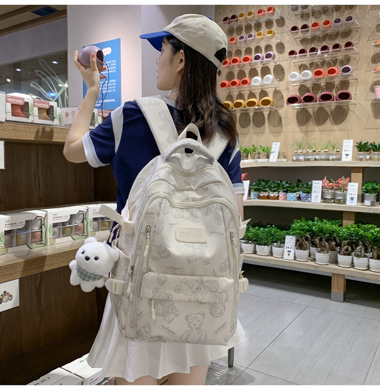 新款潮牌韩版书包女大容量中学生双肩包清新甜美休闲旅行双肩包详情24