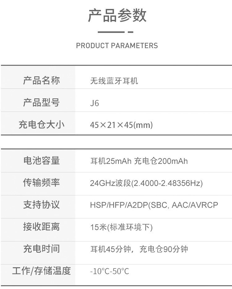 pro6蓝牙耳机 跨境外贸爆款tws运动华强北5.3半入耳六代无线耳机详情12