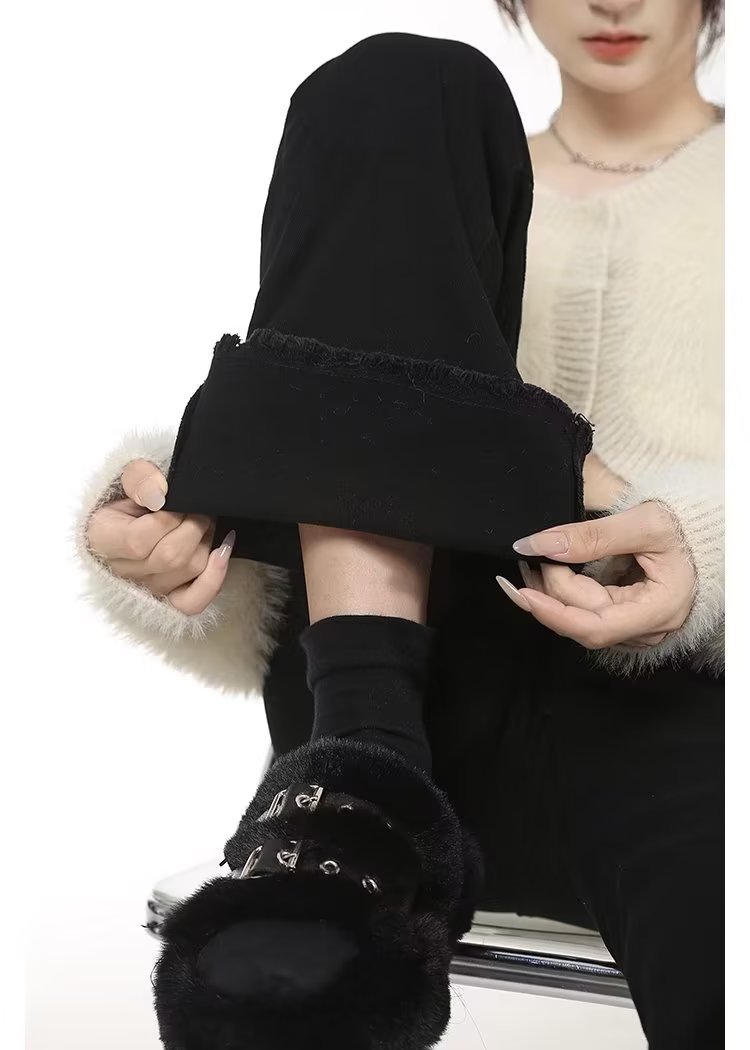 高腰显瘦微喇叭牛仔裤女2023年春秋季新款韩版时尚毛边马蹄裤子潮详情6