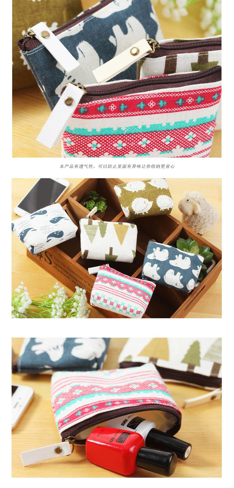棉麻零钱包复古韩版硬币包简约时尚帆布卡通钥匙可爱收纳包零钱包详情7