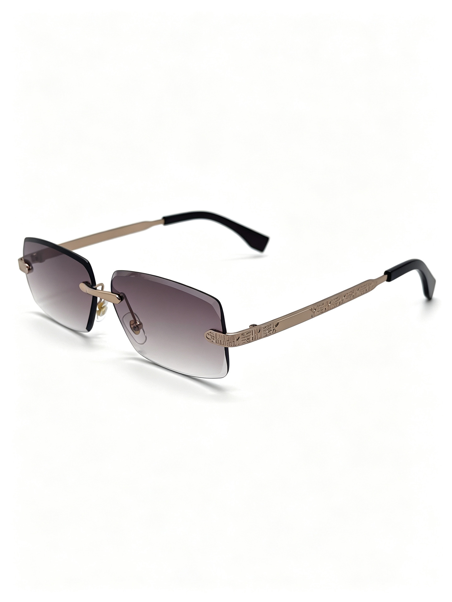 New frameless trimmed sunglasses with metal engraved temple, high-definition gradient UV protection, suitable for both men and women pic 6
