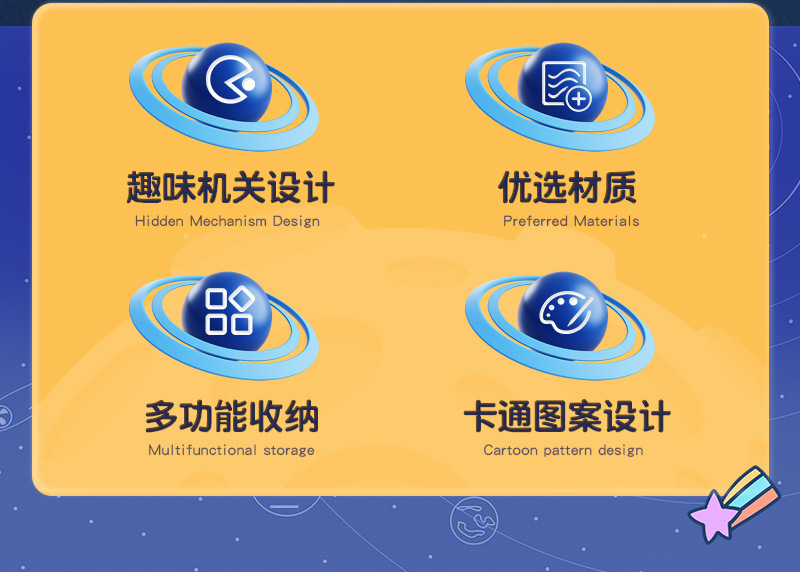 跨境创意宇航员变形多功能铅笔盒夜光小学生笔盒高颜值文具盒批发详情3