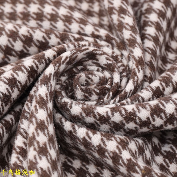 千鸟格粗棉纱色织提花布收纳盒包装时尚小香风外套汽车坐垫布料纺织棉类平布详情36