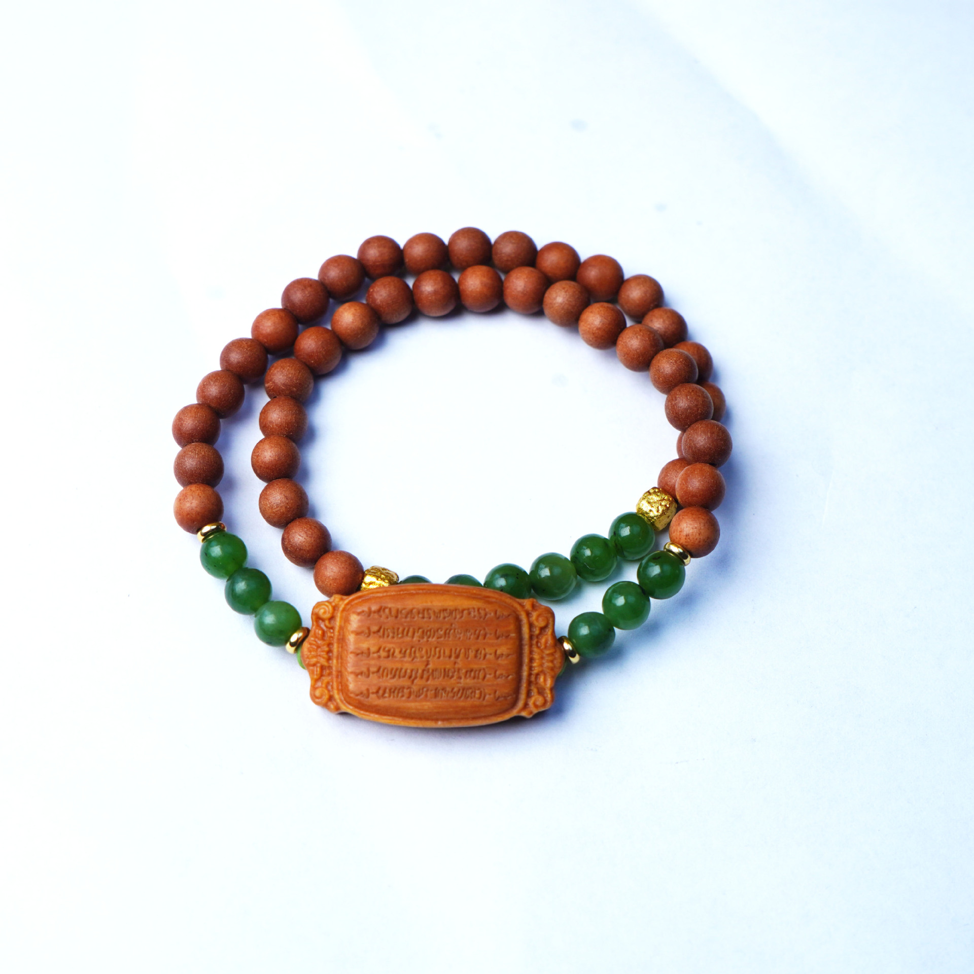 印度老山檀五条经手串中式民族风抹茶绿玛瑙手链景区寺院爆款手链详情36
