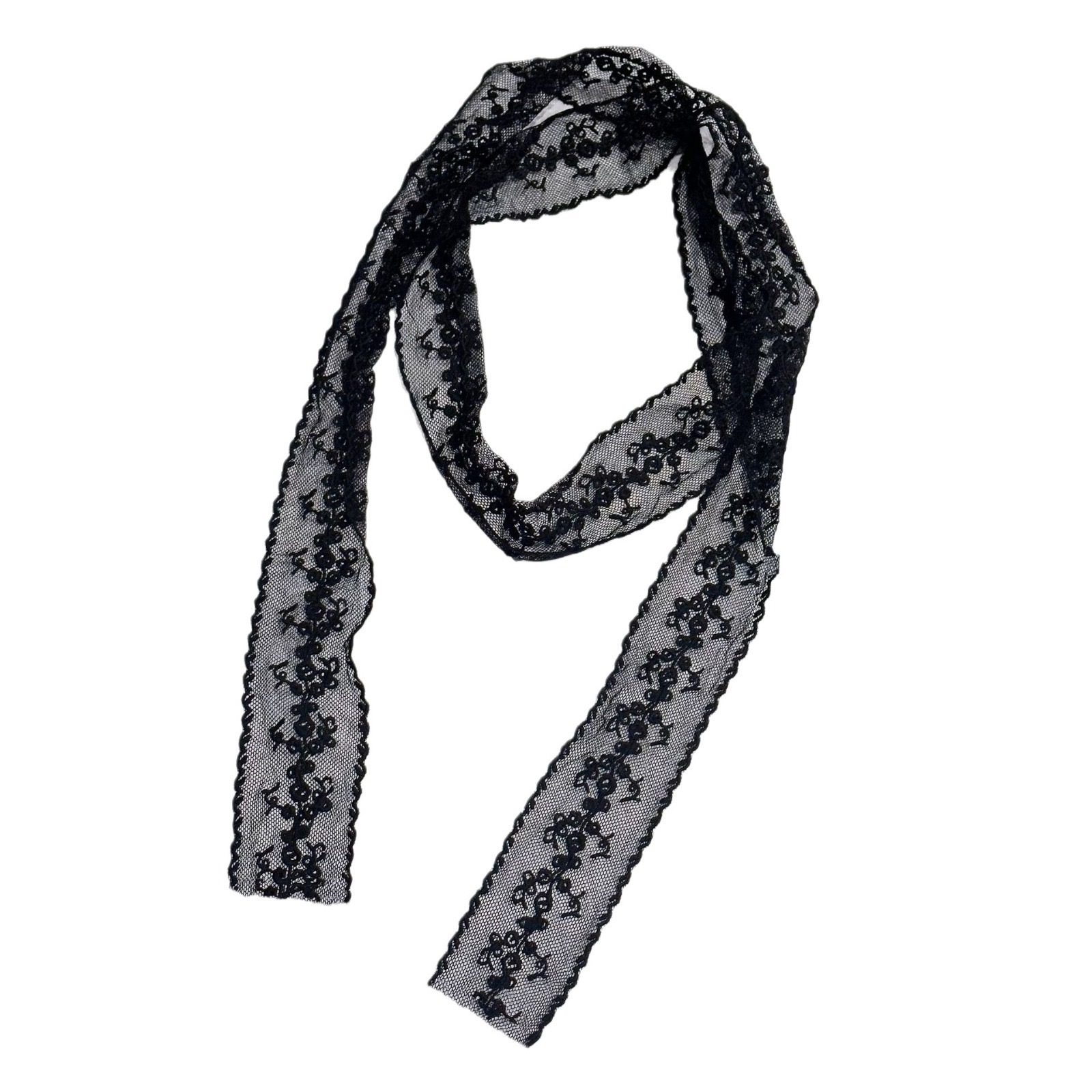 韩系黑色纯欲蕾丝飘带女细长条丝巾发带绑发复古装饰领巾腰带秋冬详情7