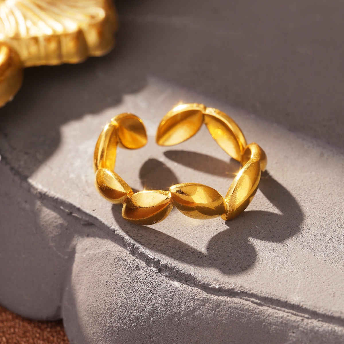 Cross-border European and American fashion golden titanium steel geometric opening adjustable ring, a niche and high-end stainless steel ring pic 30