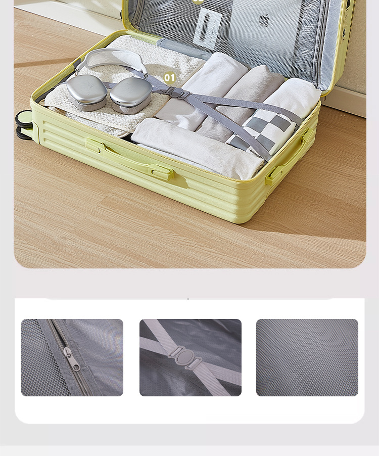 拉杆箱多功能行李箱前开盖拉杆箱结实耐用密码箱可坐大容量旅行箱详情17