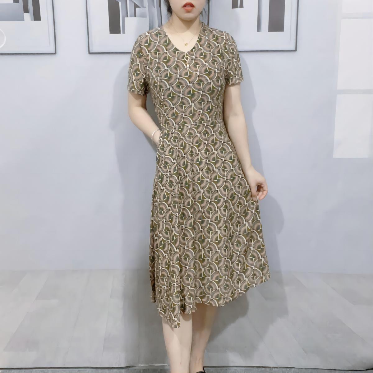 连衣裙夏季中老年妈妈50岁到60岁时尚宽松遮肚子显瘦大码中长裙子详情29