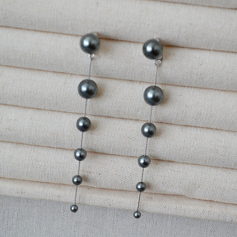 日韩小众简约气质渐变大小珍珠流苏925银针耳环长款设计感耳饰女详情13