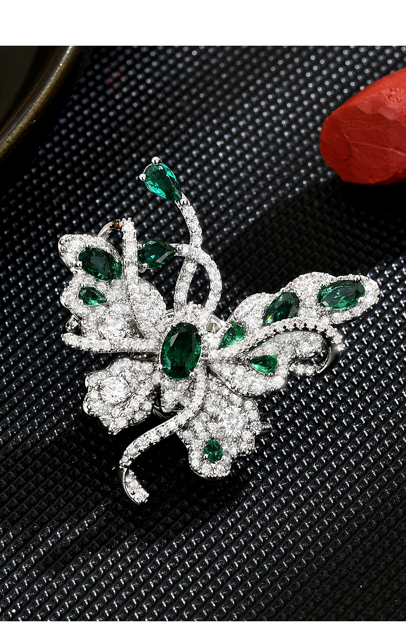 高档祖母绿小众蝴蝶磁吸扣轻奢精美典雅气质蝶舞百搭胸花配饰详情16